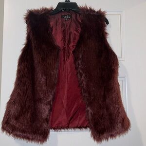 Deep Burgundy Faux Fur Vest